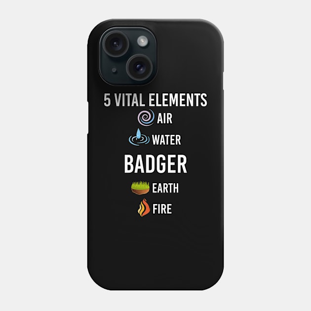 5 Elements Badger Phone Case by blakelan128