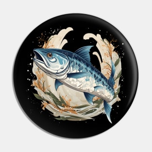 Hokusai’s Barracuda Symphony: A Brushstroke of Power Pin