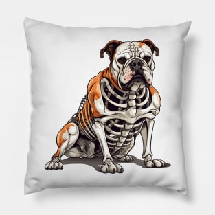 Skeleton Bulldog Pillow