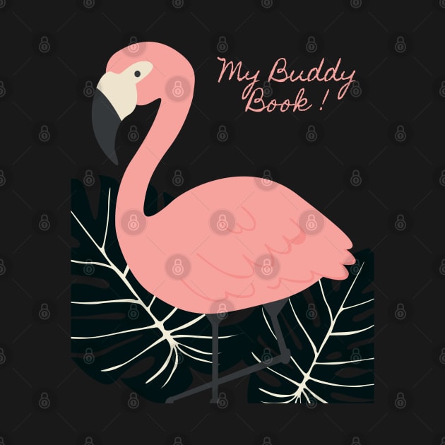 Flamingo Buddy Book Pink and black by IstoriaDesign