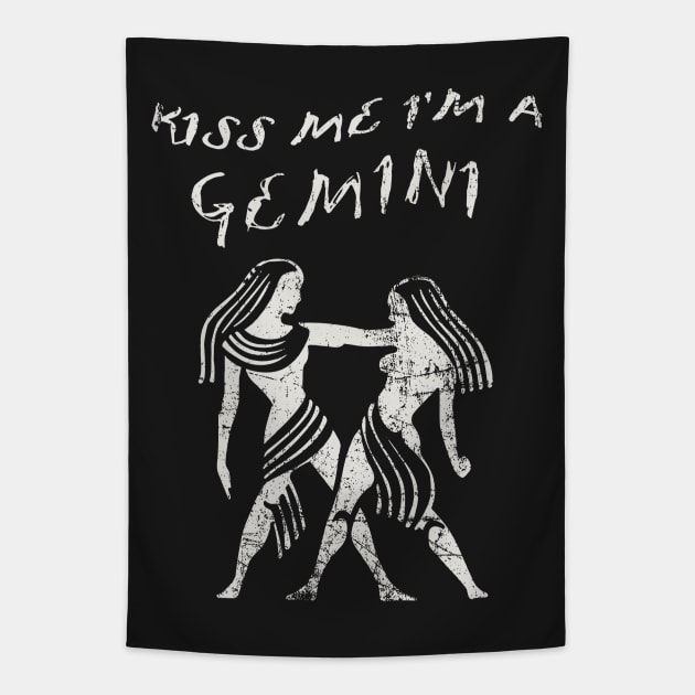 Kiss Me I'm A GEMINI Western Zodiac Astrology Tapestry by ClothedCircuit