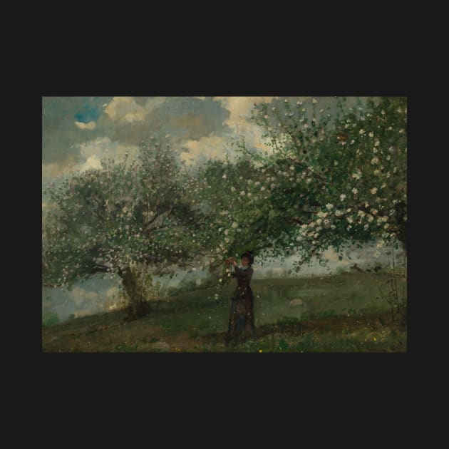 Girl Picking Apple Blossoms by Winslow Homer by Classic Art Stall