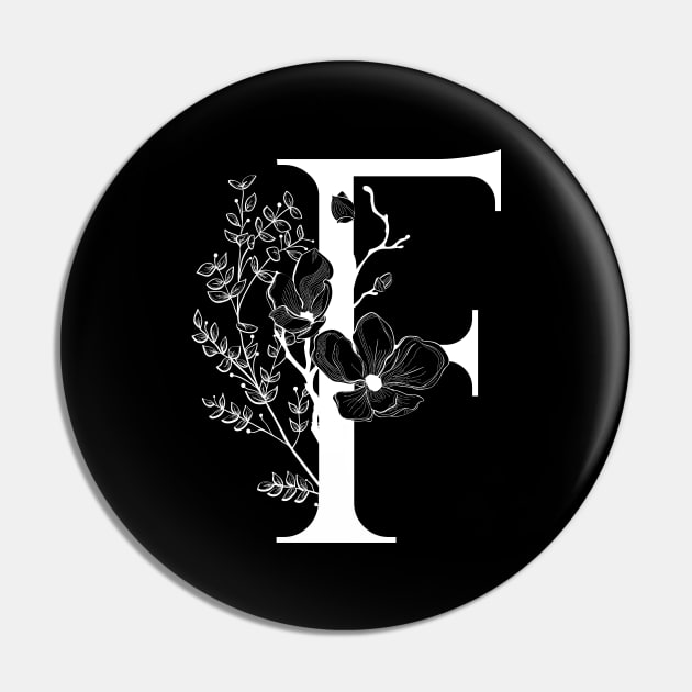 Letter F Monogram - Floral Initial Pin by ZenNature