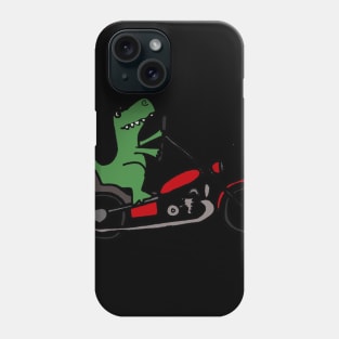 Funny Green T-Rex Dinosaur Riding Red Motorcycle Art Phone Case