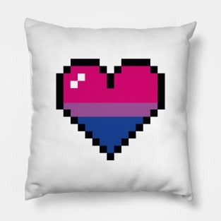 Bisexual 8 bit heart Pillow