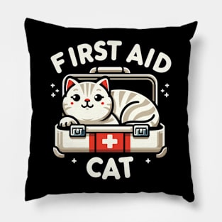 First Aid Cat Pun Nurse Doctor Healthcare Novelty Funny Cat Pillow