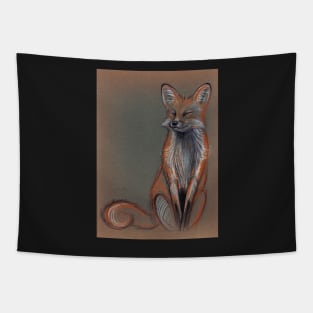 Foxy - Original prisma pencil drawing of a beautiful fox Tapestry