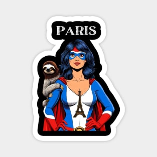 Paris Female Comic Book Superhero Sloth Magnet