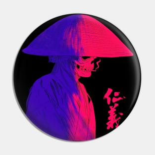 Vaporwave Japanese Skull Samurai Pin