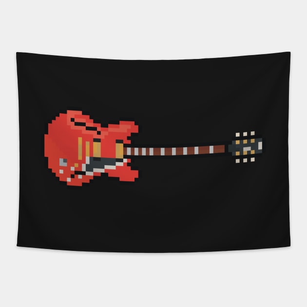 Pixel Red Pixie Guitar Tapestry by gkillerb