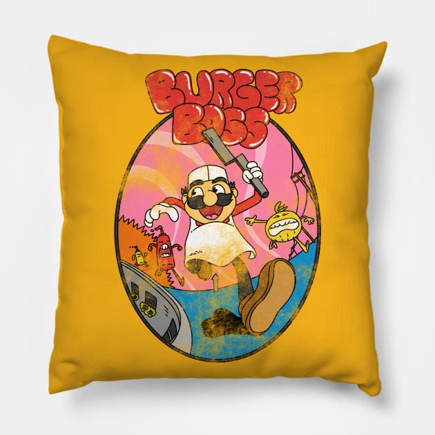 Burger Boss (front & back) Pillow by WizzKid