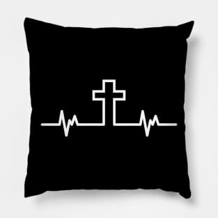 Cross Heartbeat - White Pillow