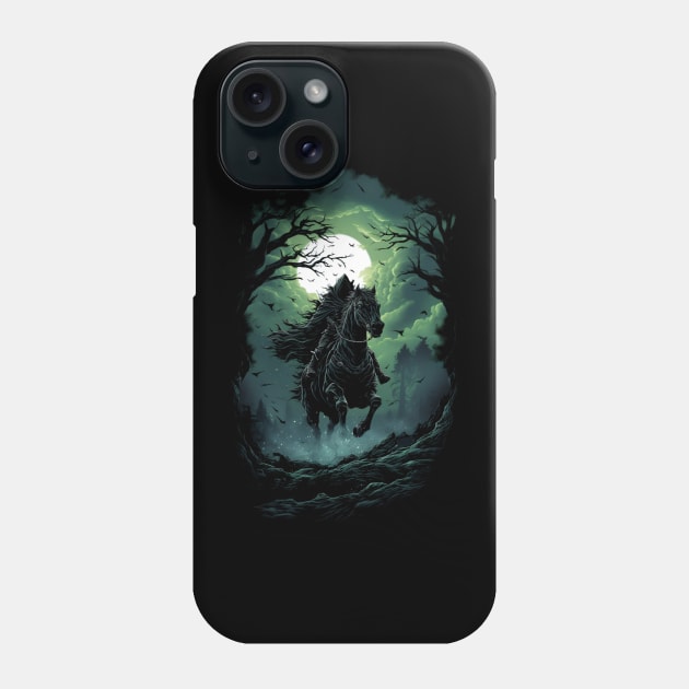 Mystical Black Rider in Moonlit Forest - Fantasy Phone Case by Fenay-Designs