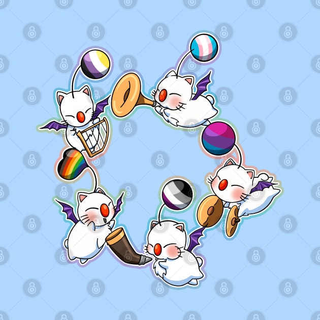 Pride-Mogs - FF114 moogles to support pride (rainbow, asexual, bisexual, trans, non-binary) by SamInJapan