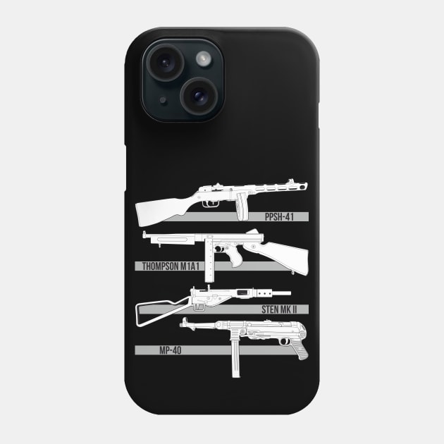 Submachine guns of the Second World War ( white version ) Phone Case by FAawRay