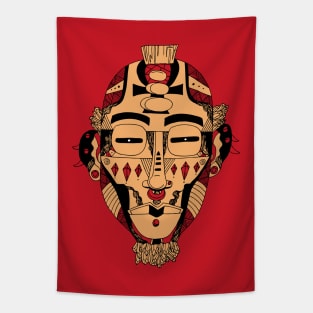 Red and Cream African Mask 5 Tapestry