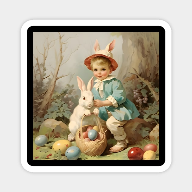 Vintage Easter Postcard Design Magnet by MiracleROLart