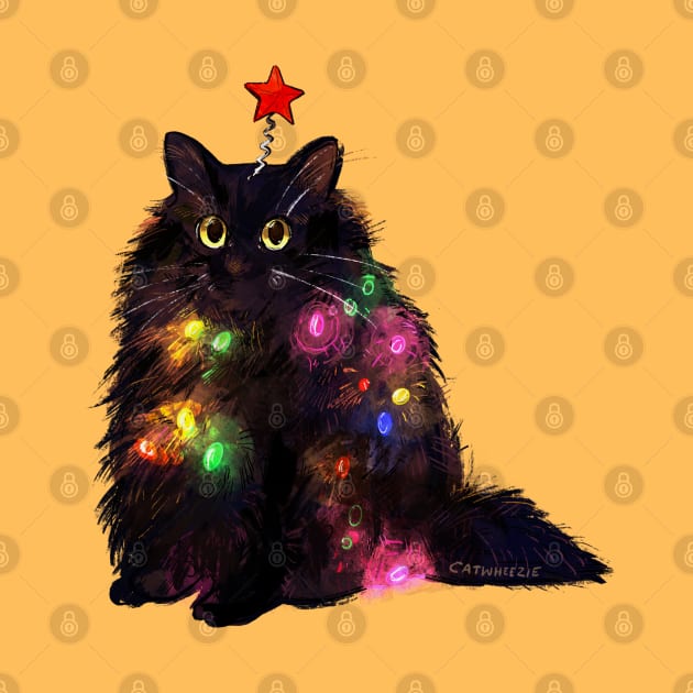 Christmas Lights Cat by Catwheezie