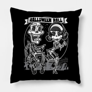 Skeletons dancing in the cemetery at the Halloween Ball Pillow