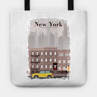 New York City Travel Poster in a Minimal Retro Style Tote