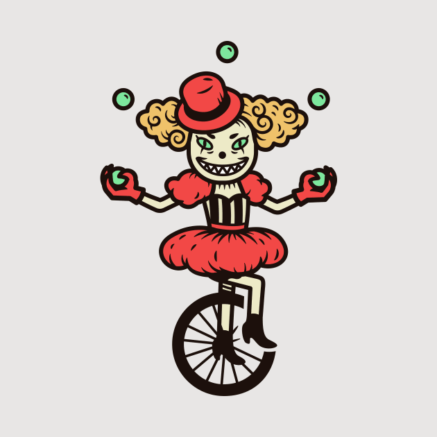 Vintage Creepy Circus Juggler on Unicycle by SLAG_Creative