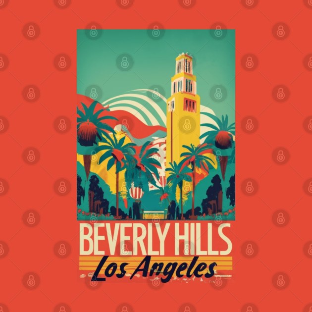 A Vintage Travel Art of Beverly Hills - Los Angeles - California - US by goodoldvintage