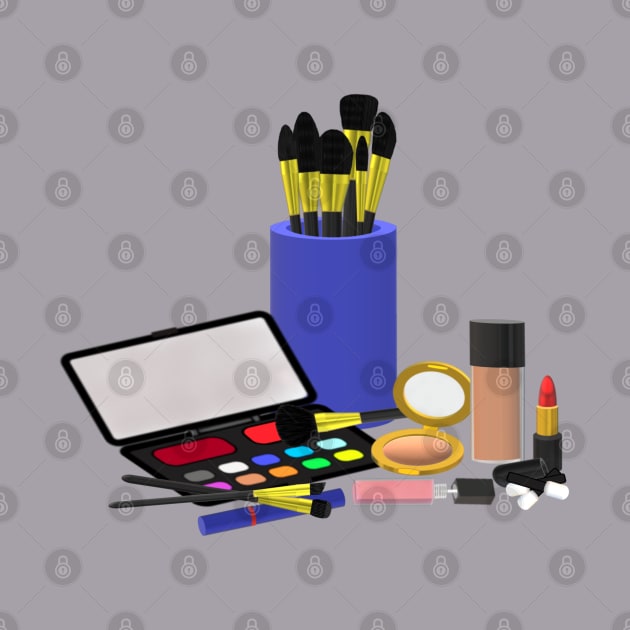 Makeup Collection (Light Shades. Gray Background.) by Art By LM Designs 