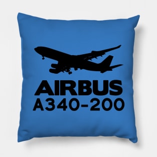 Airbus A340-200 Silhouette Print (Black) Pillow