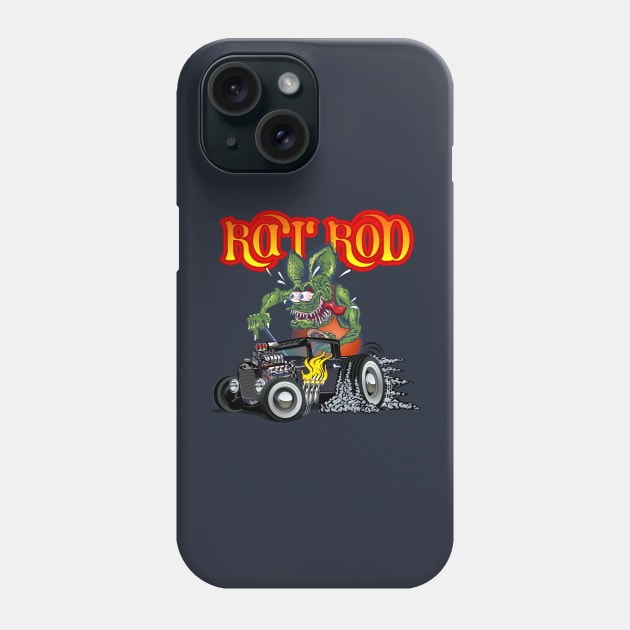 Cartoon retro rat rod Phone Case by Mechanik