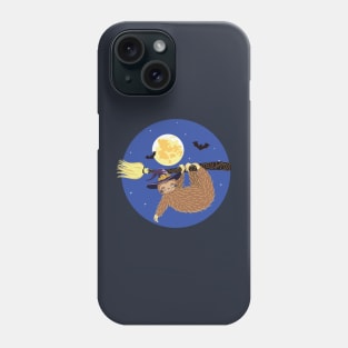 Sloth flying on witch broom Phone Case