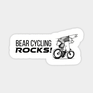 Bear Cycling Rocks with rocking finger sign riding bicycle very fast Magnet