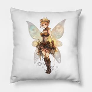 Watercolor Steampunk Fairy Girl #1 Pillow