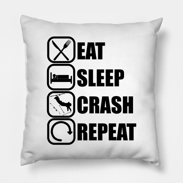 Eat Sleep Crash Repeat - Funny Skiing Quote Pillow by ChrisWilson