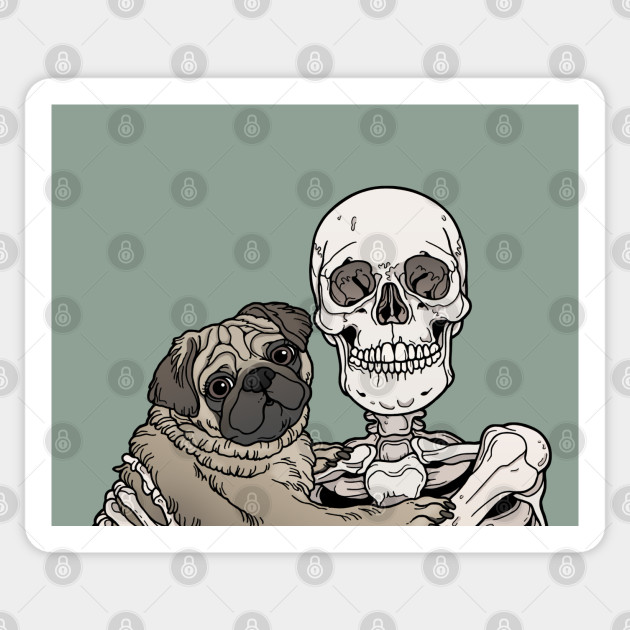 Pug friend - Skeleton - Sticker
