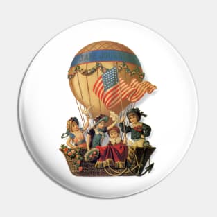 Vintage Hot Air Balloon with Children, Safe Journey Pin