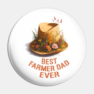 Best Farmer Dad Ever Vintage Floral Straw Hat For Fathers Day Pin