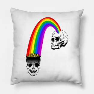 Gold at the end of the rainbow skulls blue Pillow