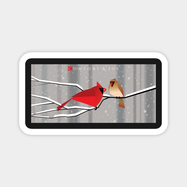 Snowy Cardinals Christmas Card by Trevor Irvin Magnet by TrevorIrvin