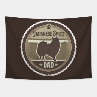 Japanese Spitz Dad - Distressed Japanese Spitz Silhouette Design Tapestry
