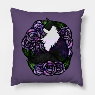 Tuxedo Cat Roses Pillow