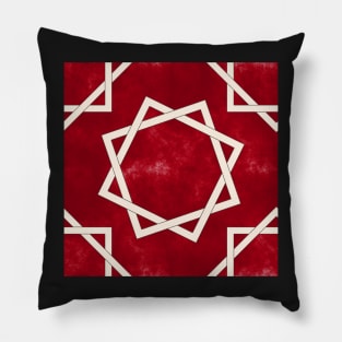 Octagrams on Red Clouds Pattern Pillow