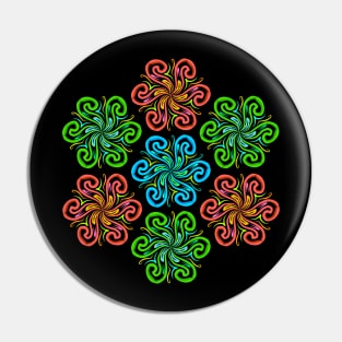 Abstract Floral Mandala Neon Pattern Pin