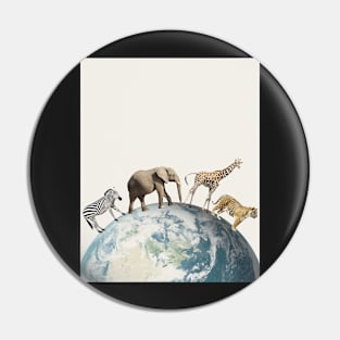 Animals walking on Earth planet Pin