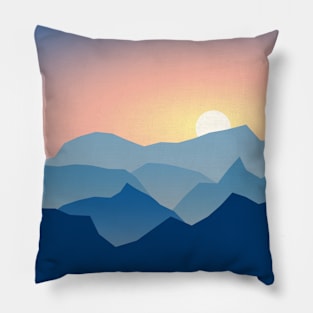 Mountain against Sunrise or Sunset Pillow