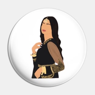 Desi Girl Faceless Illustration Pin