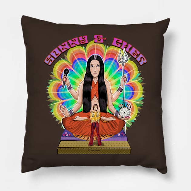 Sonny and Cher- Psychedelic Goddess Pillow by FanboyMuseum