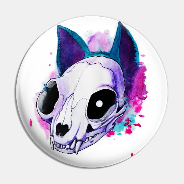 Color Splash Catskull Pin by ManicWolfArts