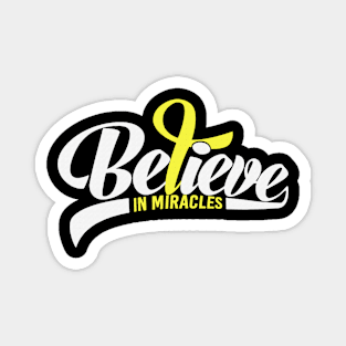 Believe In Miracles Hydrocephalus Awareness Yellow Ribbon Warrior Support Survivor Magnet