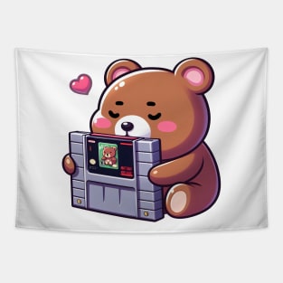 Cute retro video game lover bear Kawaii Tapestry