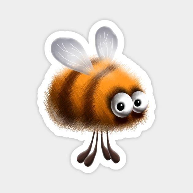 Fluffy Bee Funny Cartoon Character Magnet by BluedarkArt